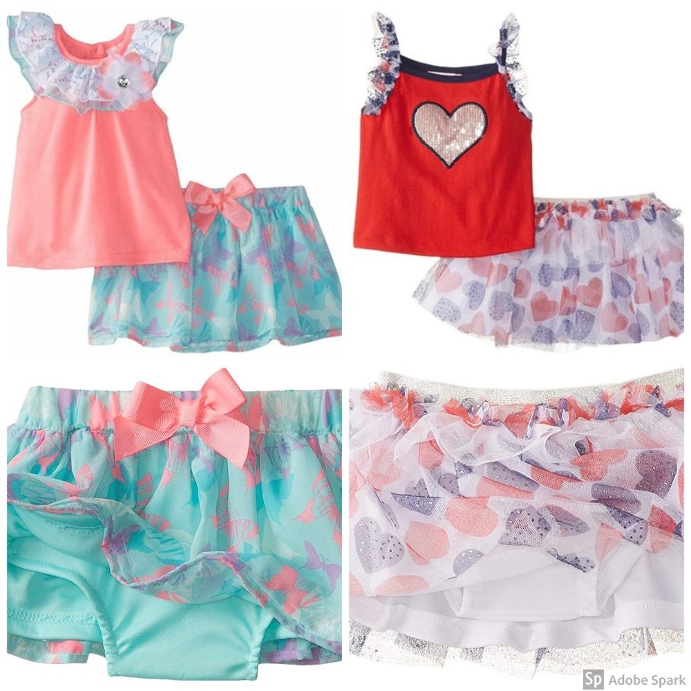 Little Lass Baby Girl Top Tutu Scooter Skirt Set Outfit size 12 Mo Lot NWT